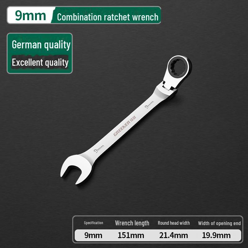 Green Forest Dual-Purpose Ratchet Wrench with Mirror Finish