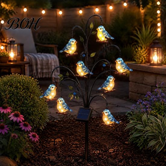 Metal Home And Garden Art Solar Bird Light, Decorative Outdoor Yard Stake Decor for Balcony Weather Resistant Statue Light Lawn Patio Pathway Backyard