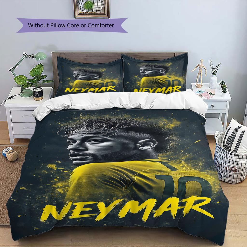 Neymar Pattern Bedding,Quilt Set Quilt Cover Pillowcase Home Birthday Gift(1 * duvet cover + 2 * pillowcase, without core)