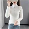 Pullover Sweater Female 2022 Mink High Neck Knitted Clothing Versatile Long Sleeve Solid
