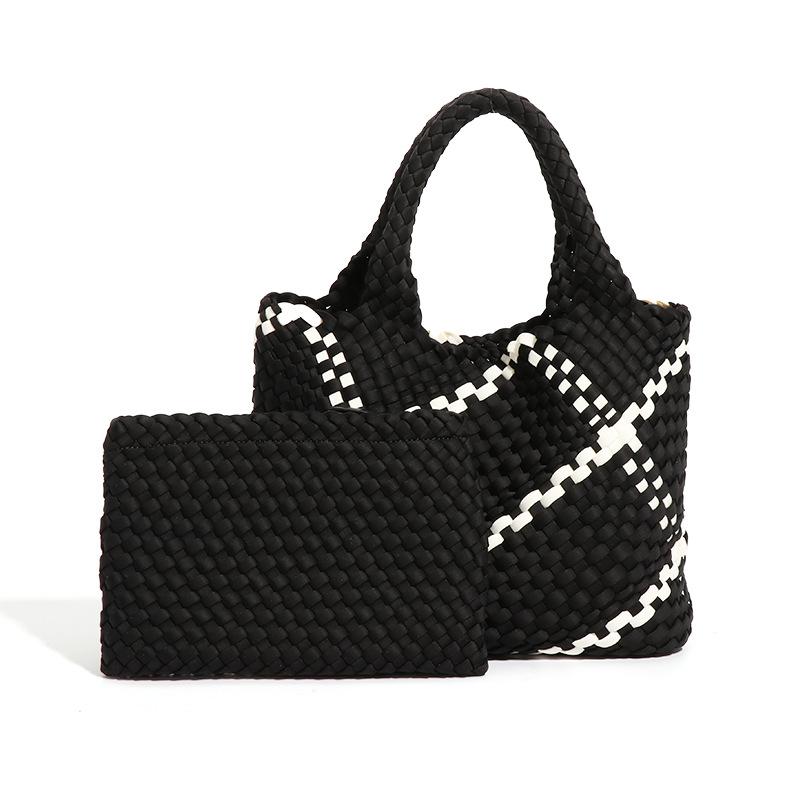 Retro Hand-woven Large-capacity Handbag Shoulder Bag for Ladies, Casual and Versatile Trendy Mother-and-child Tote Bag