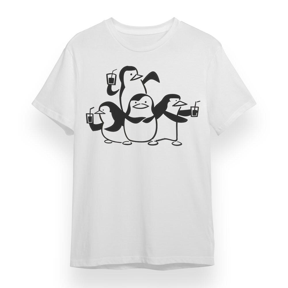 

Women s Plus Size T-shirt With Cute Penguin Party Graphic White 100% Cotton Tee L