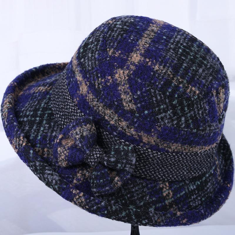 Damen Herbst- und Winter Eleganter Verdickter Warmer Fischerhut Mittelalterliche und Ältere Frühling Schlichte Freizeit Flache Mütze