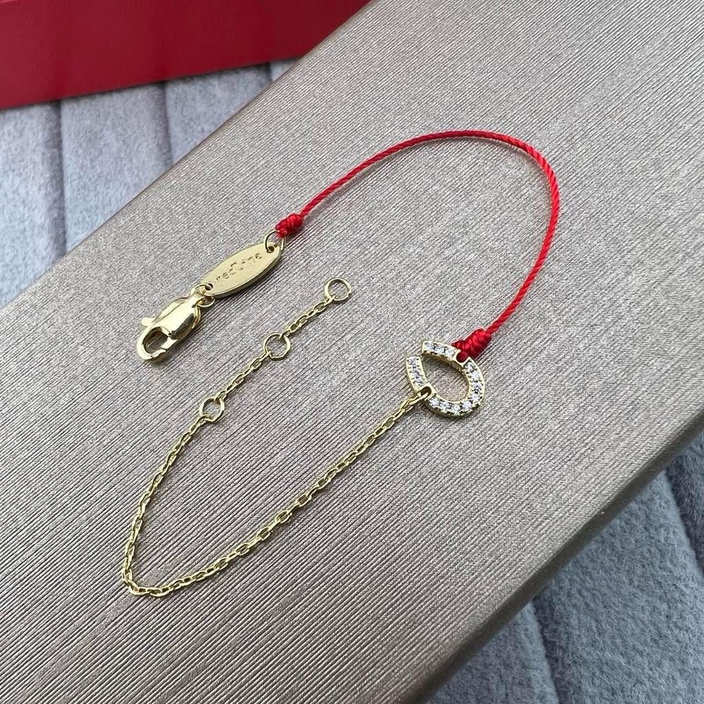 French Red String 925 Silver Lucky Zodiac Bracelet with Single Diamond - New Style Gift