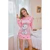 Spring and Summer Casual Long Sleeved Pajamas Paired with Cute Cartoon Cat Print Long Sleeved Mid Length Women's Home Clothes