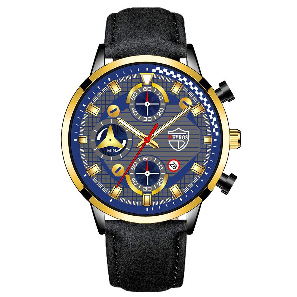 Steel Belt Watch Men'S Trend Fashion Quartz Watch Calendar Luminous