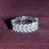 Luxury Full Eternity Band Rings Shiny Geometric Pave Zircon Finger Ring Statement Women Premium Wedding Jewelry Gift