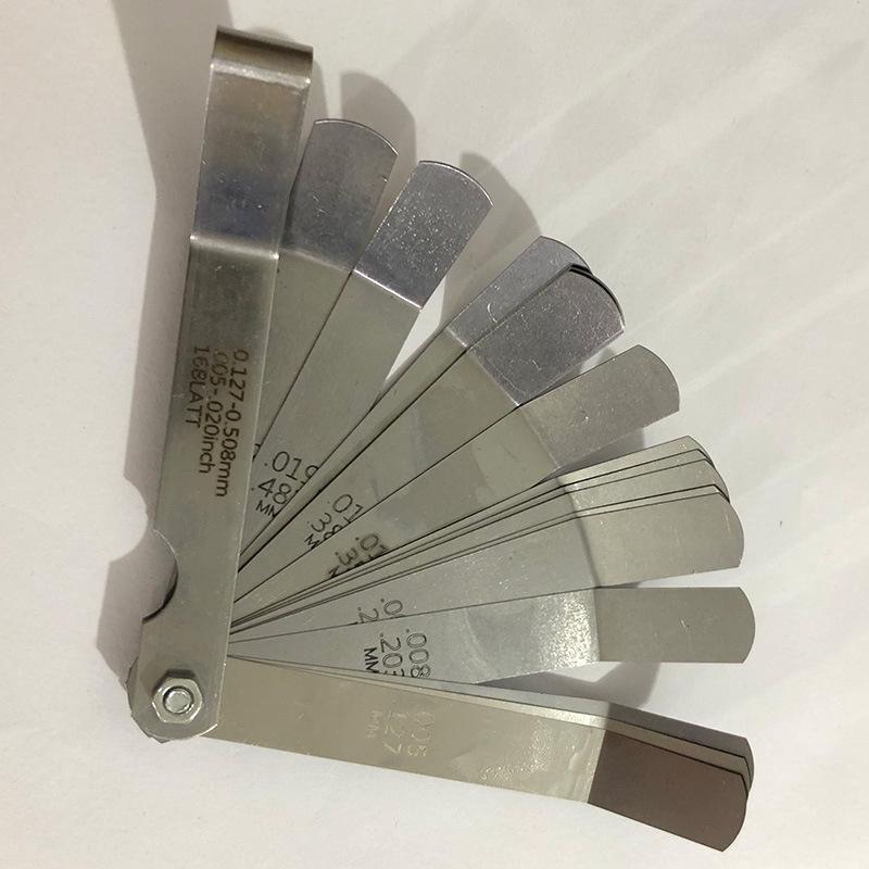 16-Piece Elbow Feeler Gauge Set: 0.127-0.508 Mm (.005-.020 Inch) Thickness and Gap Measurement Tool