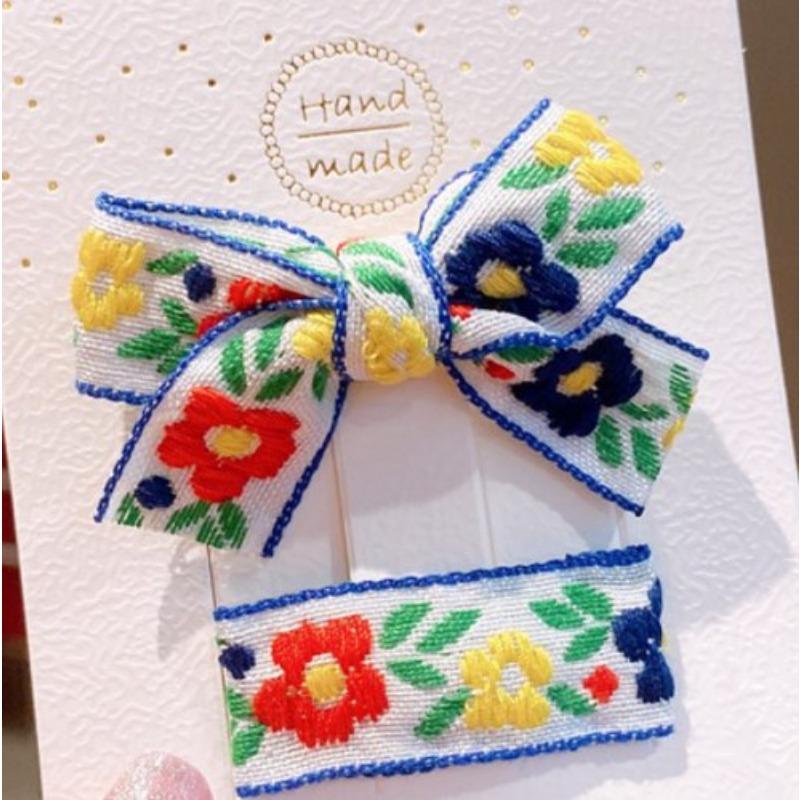 Cute Children Hair Pins Matte Cartoon Fruit Plant Fabric Embroidery BB Hair Clips for Girl Korea Simple Fashion Hair Accessories