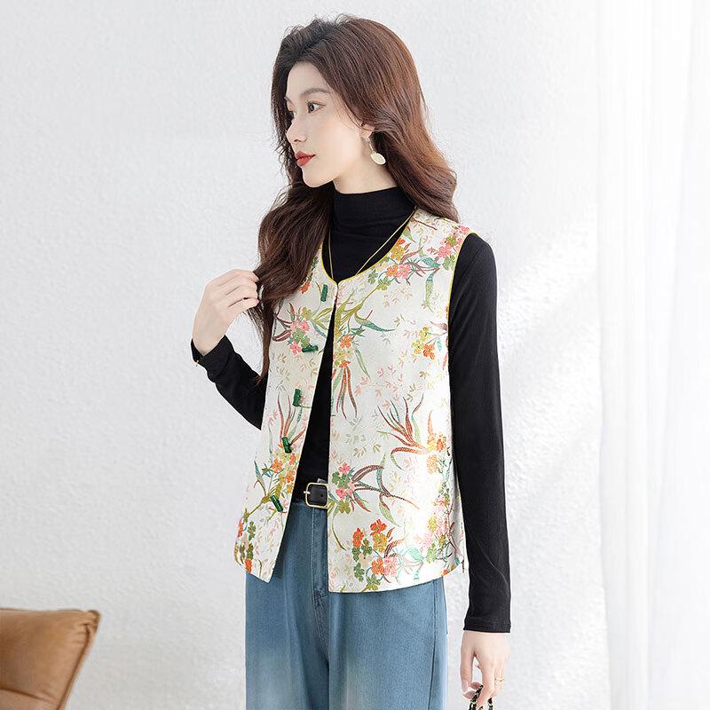 Women's New Chinese Style Floral Button Vest