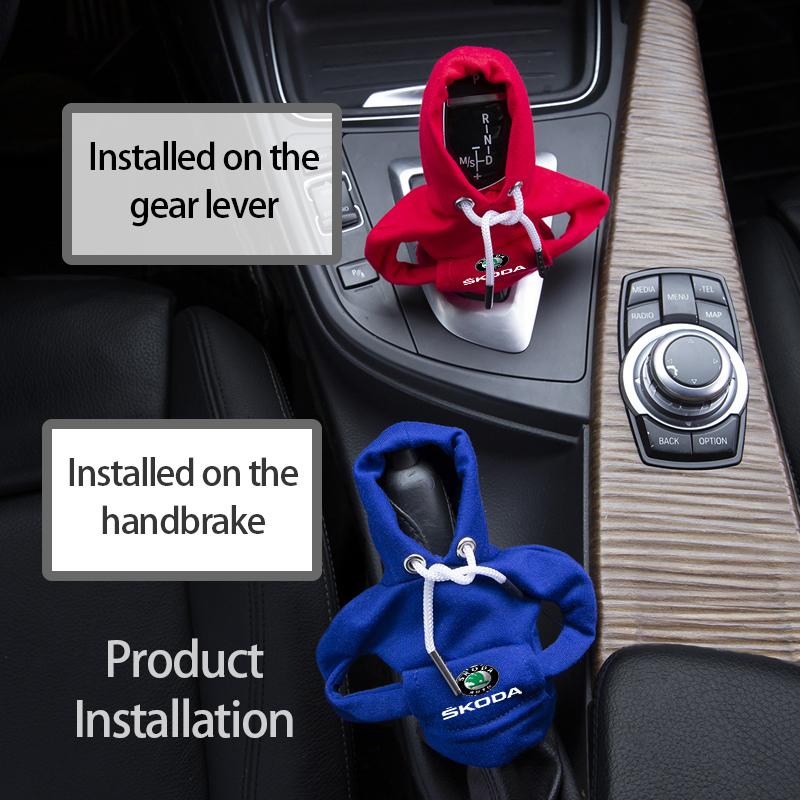 AAFO1 For Skoda Car Logo Gear Shift Knob Cover Hoodie Manual Gear Sweatshirt Decoration Kamiq MK3 Roomster Rapid Kodiaq Karoq Fabia