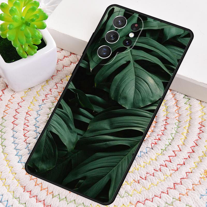 Green Tropical Leaves Leaf Silicone Phone Case For Samsung Galaxy note 10 pro S26 S25 S24 S23 S22 S21 Plus S25Ultra Capa Cover