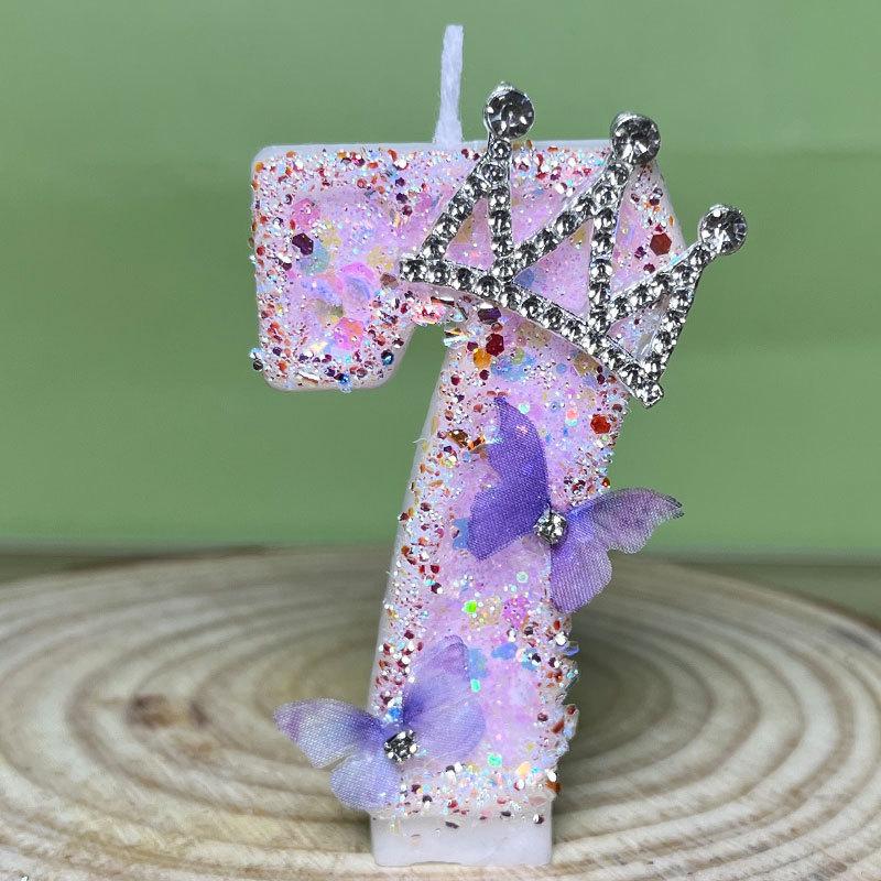 Digital Birthday Candles: Creative Hand-Painted Butterfly Princess Cake Decorations