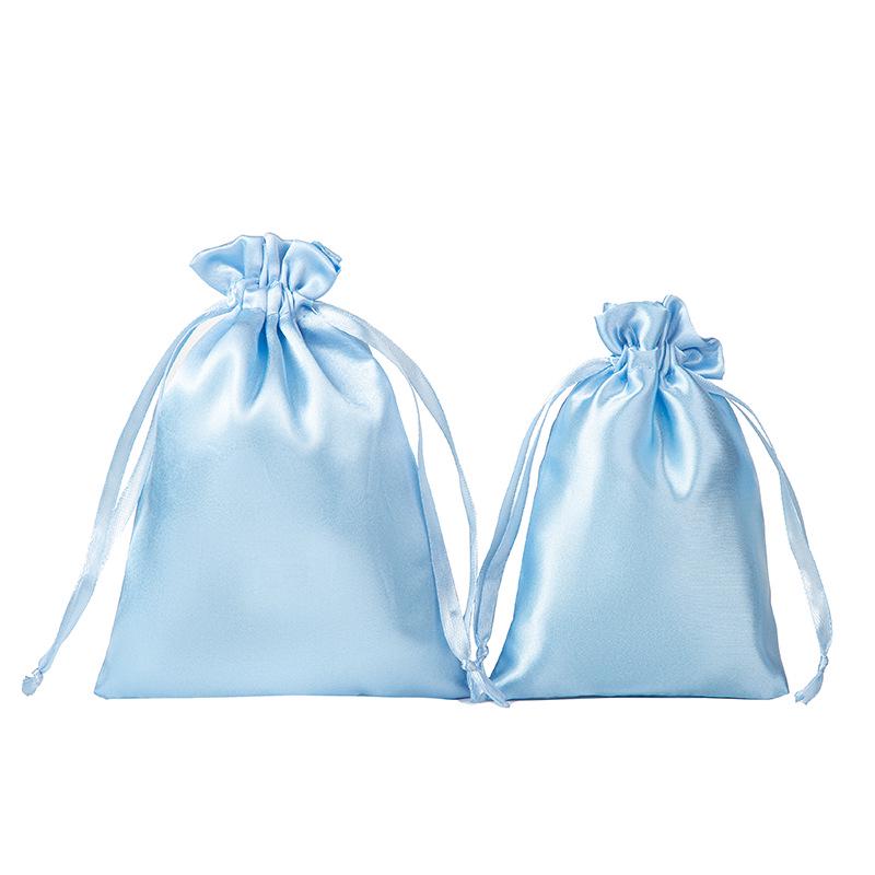 Luxury Satin Drawstring Pouch with Printed Logo - Imitation Silk Design