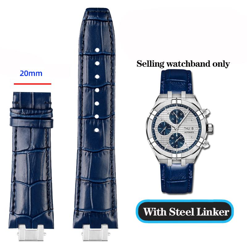 

Натуральна Шкіра Для Серії MAURICE LACROIX AIKON AI6038 AI6008 Годинник з Трьома Циферблатами Модифікований Ремінець з Увігнуто-Опуклою Горловиною Чорний Синій