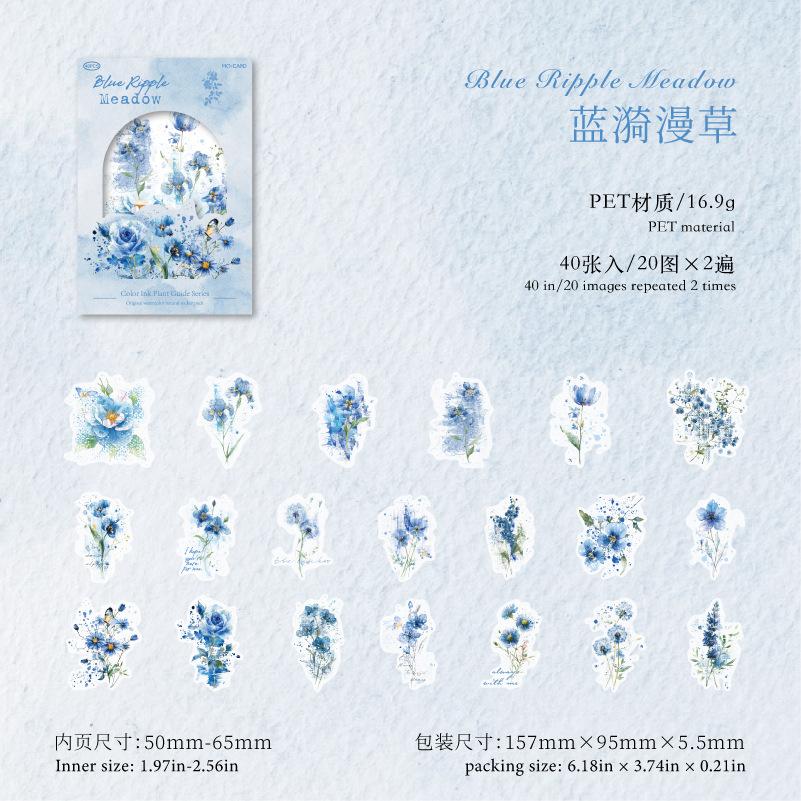 

20-Sheet Vibrant Ink Botanical Illustration Stickers, Elegant Floral/Herb Motifs Smooth Surface, Easy to Peel for Handmade Card
