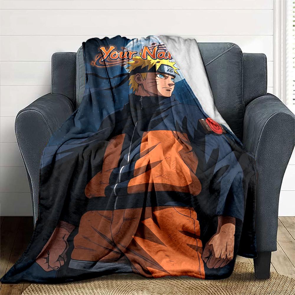 Naruto Character Customize Your Name Blanket Throw Customizable Blanket Soft & Cozy Suitable for Living Room Office Chair Seaside Bedding