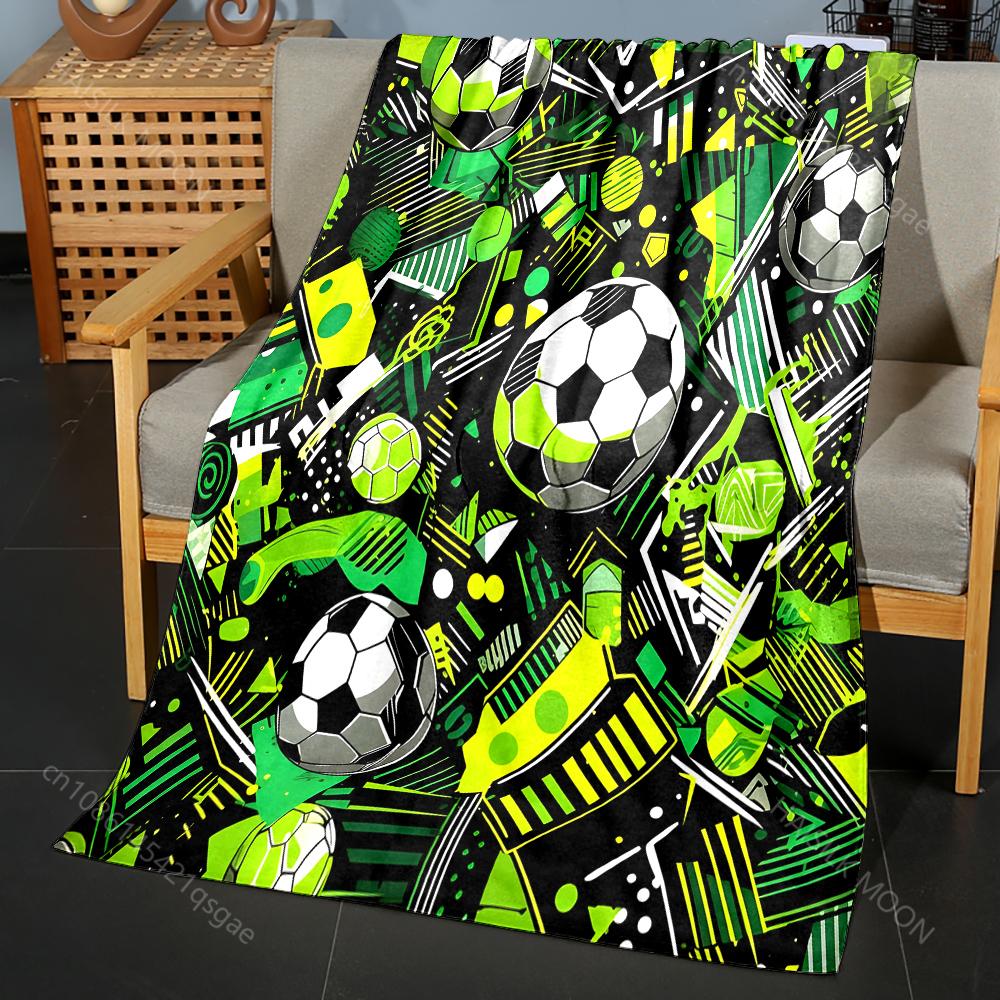 1PC Football Sports Art Blanket Warm Soft Luxury Gifts for Children Adults Suitable for Home Bed Sofa Travel Camping RV