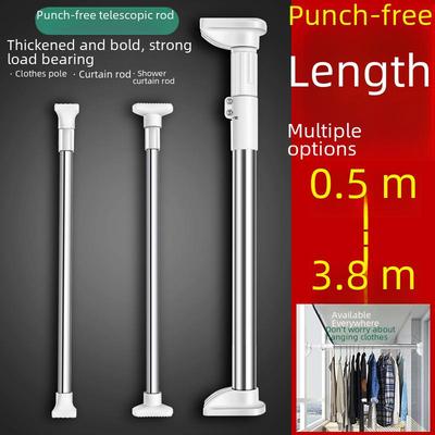 Punch-Free Telescopic Stainless Steel Clothes Drying and Curtain Rod for Bathroom and Wardrobe