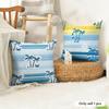 Plam Trees Flowers Cushion Cover Summer Linen Pillow Case Organic Fabric Cushion Cover DoubleSided Print Sofa Home Decor