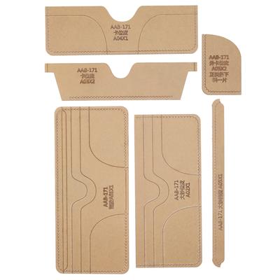 6Pcs Acrylic Template DIY HandMade Short Wallet Leather Pattern Mold Craft Tools
