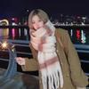 Gradient Color Stripes Autumn and Winter Korean Style Thickened Warm Off White Scarf Women's Simple Tassel Scarf Shawl