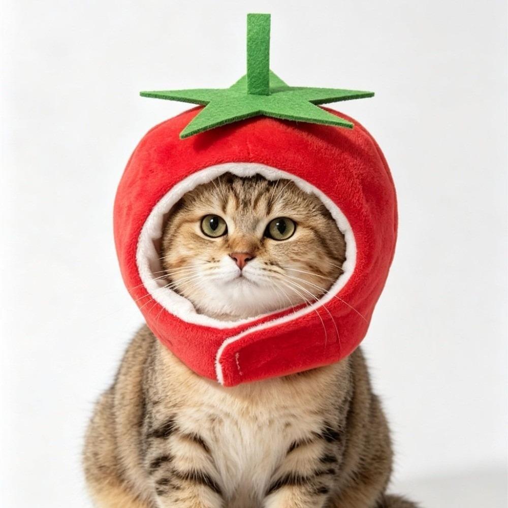 Simulated Vegetable Tomato Shaped Dog Hat Adjustable Dog Transformation Hat Party Walk красный