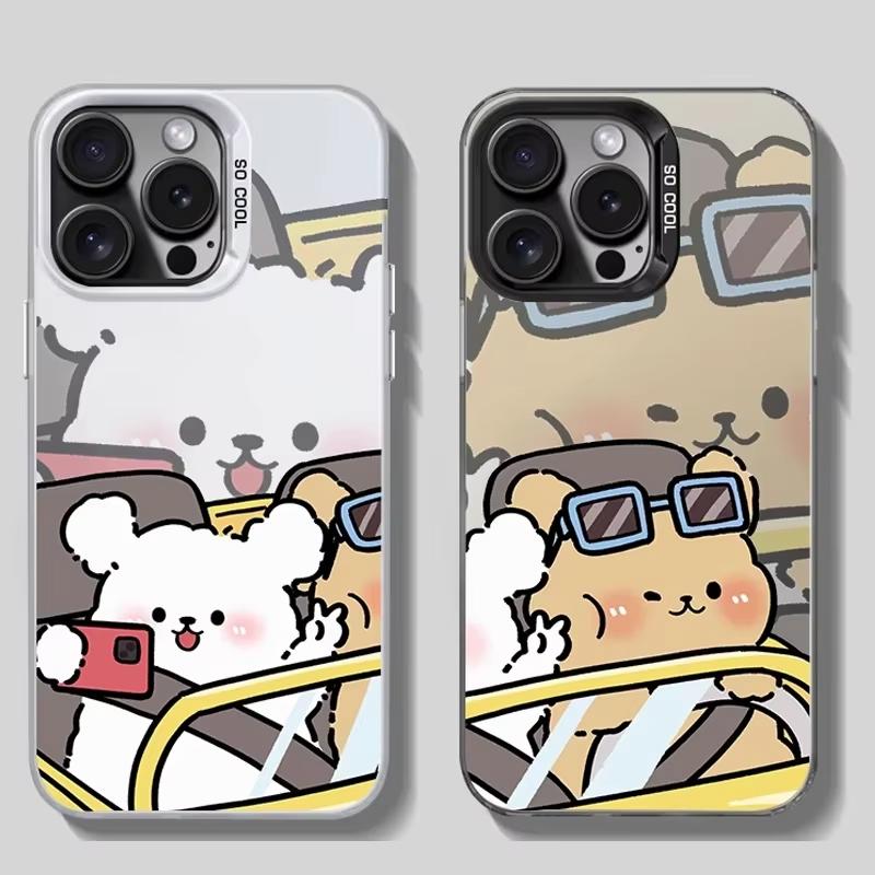Funny Animal Drive Dog Couple Phone Case For Samsung Galaxy S25 S24 Ultra S23 FE S22 Plus S21 A54 A55Hard Cover Aesthetic Fundas