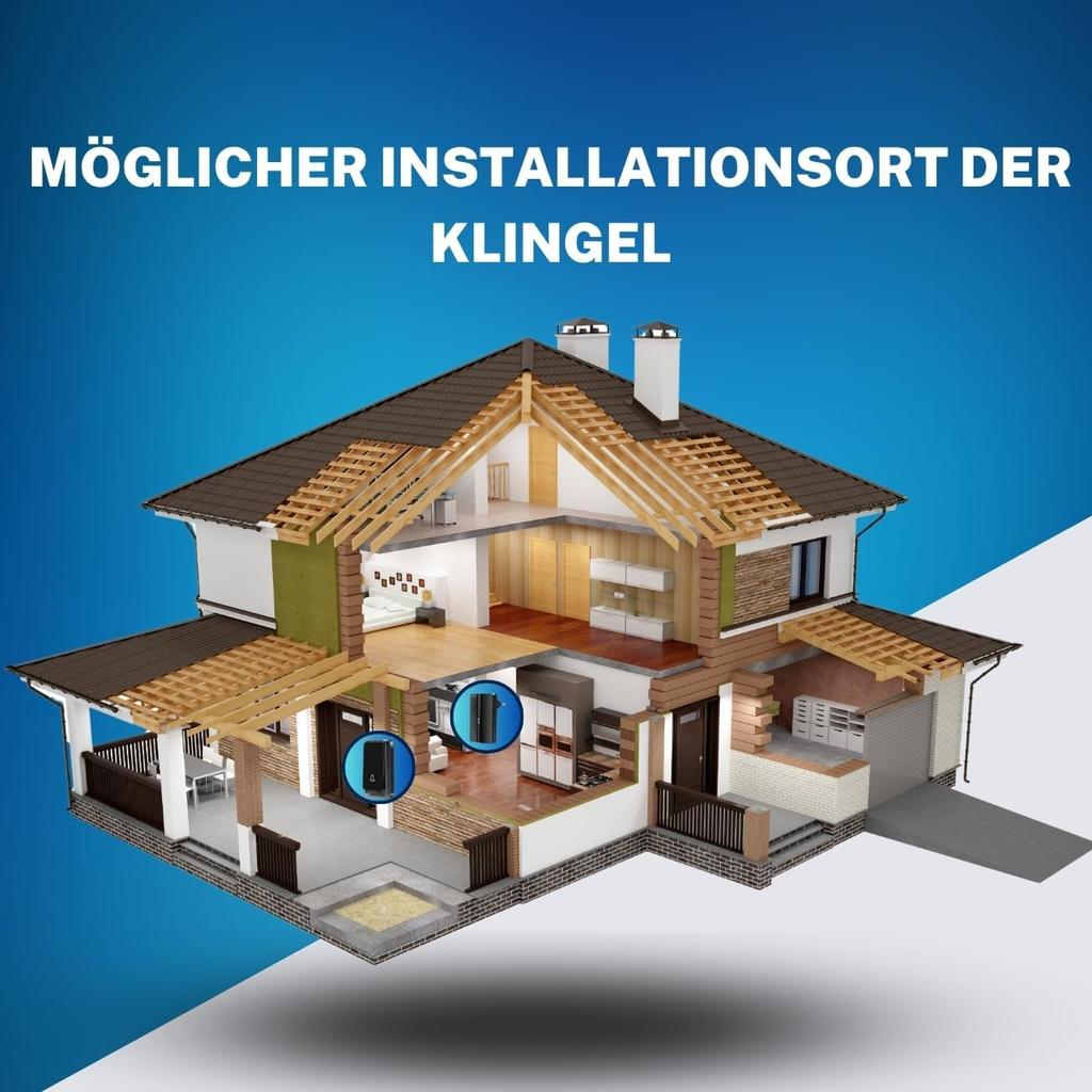 Waterproof Wireless Outdoor Doorbell with 1 Receiver, 200M Range, IP65 Waterproof Chime, 51 Melodies and 5 Volume Levels, Blue LED Indicator, for Home