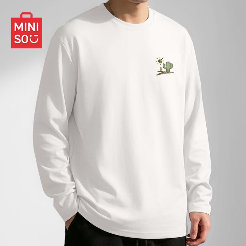 MINISO Men's Pure Cotton Long Sleeve T-Shirt