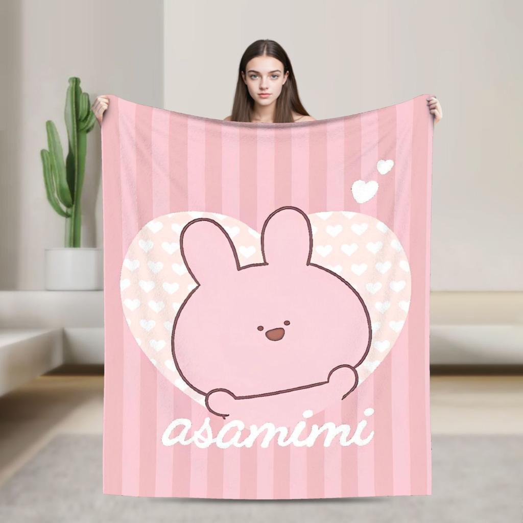 Asamimichaan Cute Asamimi Blanket Soft Warm Street Trend Plush Throw Blanket For Couch Bed Picnic Flannel Bedspread Bed Cover
