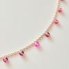 VOYONN Silver Necklace Rose Gold Setting Beads Pink 0006