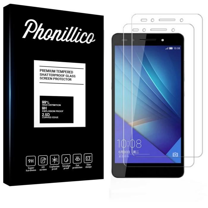 Screen Protector - Phonillico® - Huawei HONOR 7 - 2 Pack - Tempered Glass - Scratch Resistant