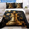 3PCS Golden Chess King On Black Bedding Set,Including 1pc Duvet Cover And 2pcs Pillowcases Perfect for Bedroom, Dormitory, Fan Christmas Gift