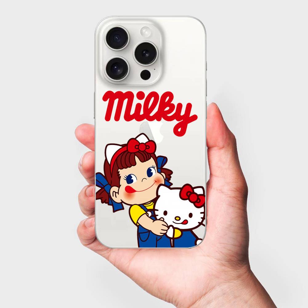 Fujiya Milky Peko Chan Phone Case For IPhone 17 16 15 11 14 12 13 16 Pro Max X XR XS Max Plus Clear Soft Cover