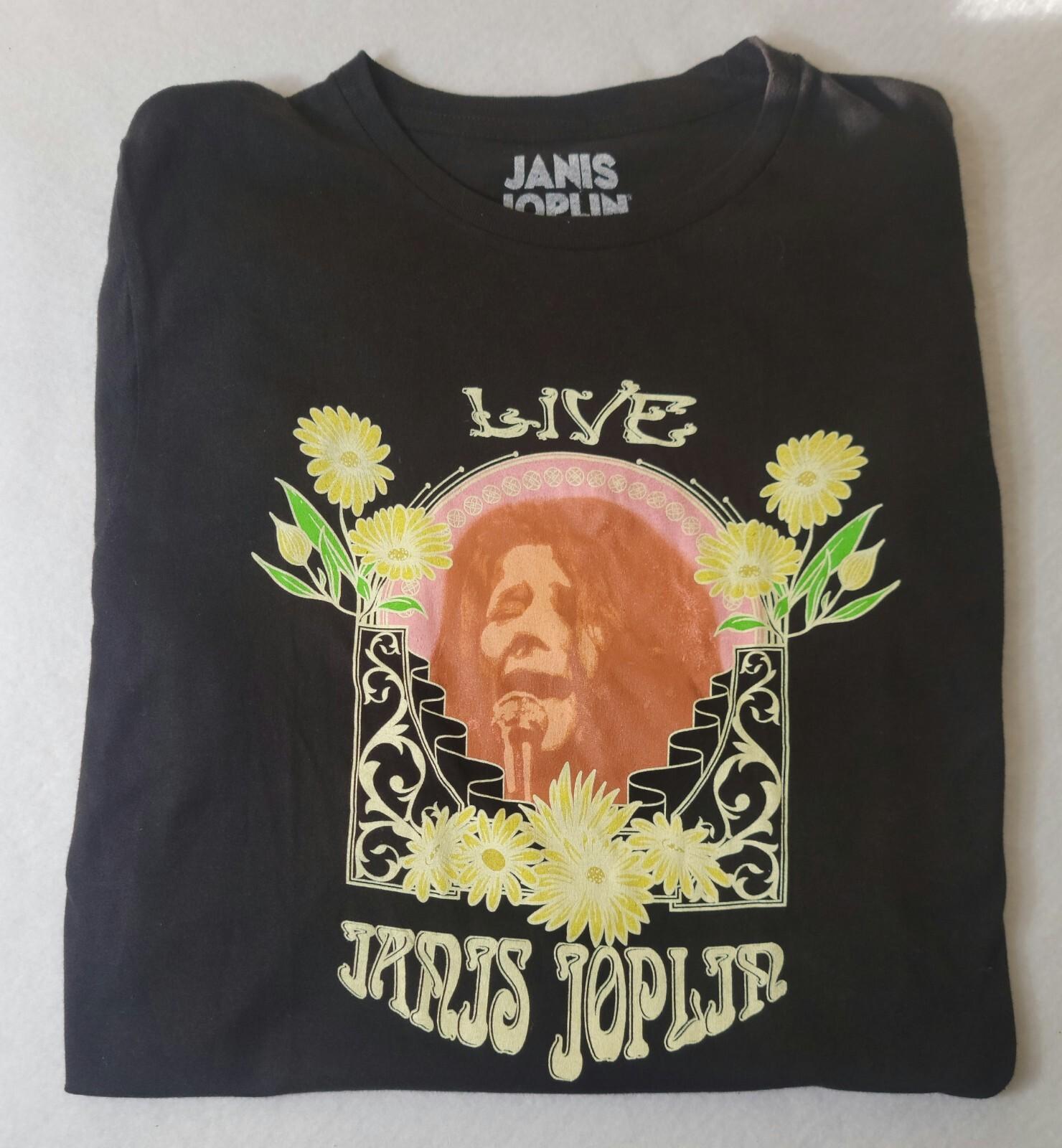 New Janis Joplin Retro Rock Black Cotton T Shirt Short Sleeve Size M 60s 70s Unisex T-Shirt XXXL