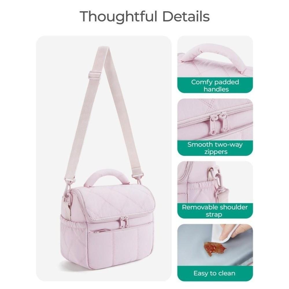 Quilted Puffer Insulated Lunch Bag Soft Cooler Thermal Bag Multi-functional Lunch Tote  Work