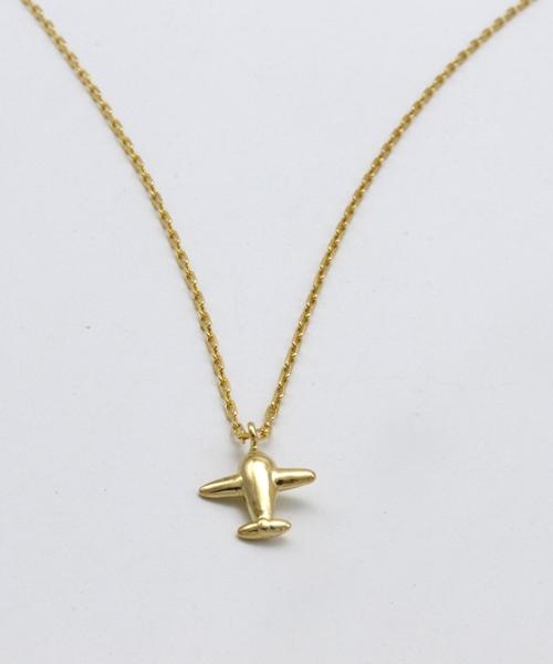 Bonbeau Tiny Airplane Pendant Point Necklace Gold Chain Airplane Pendant Necklace