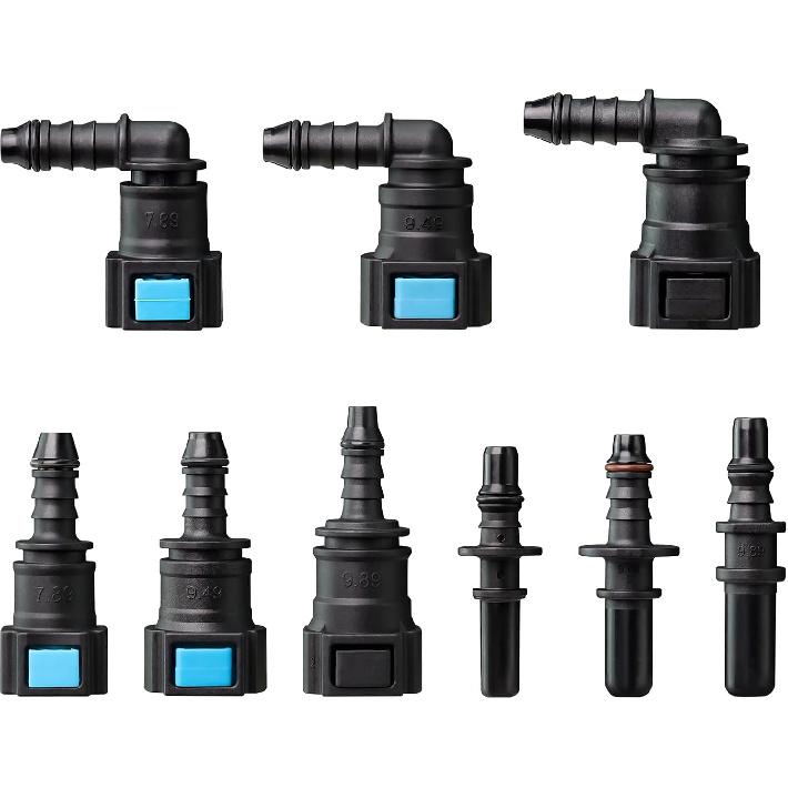 Fuel Line Quick Connect Kit 24PCS,Assorted 5/16 3/8 Fuel Line Fittings Nylon Straight Push-On Release Hose Connector