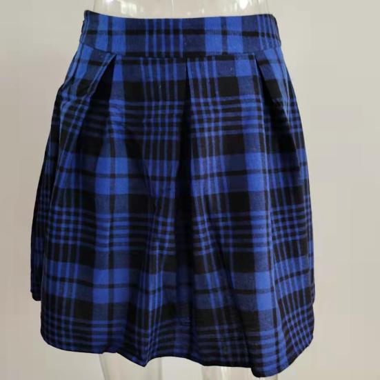 Dámská sukně kostkovaný potisk Vysoký pas Barevně ladící střih do A Volný lem Měkký patchwork Boční zip Zapínání nad kolena Dámská sukně na dojíždění