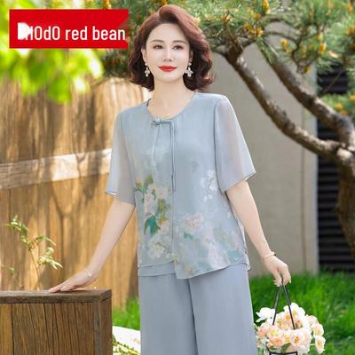 Fashion Mom's New Chinese Style Summer Short Sleeve Set
