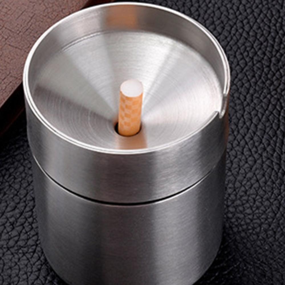 Stainless Steel Car Ashtray Automatically Extinguished Cigarette Smokeles Holder
