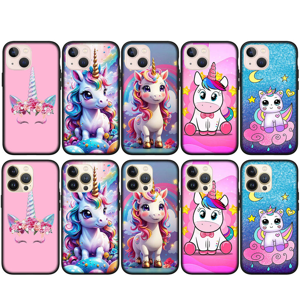 For iPhone 16 15 X XR Samsung Galaxy S24 S23 Plus Xiaomi Redmi Note 13 12 11 Pro Max 9 10 14 OPPO Huawei Cover Unicorn Rainbow Horse Anime Phone Case