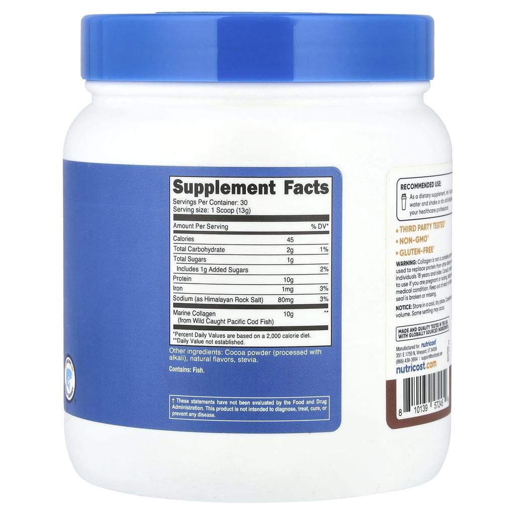 Nutricost Meereskollagen, Schokolade, 13,7 oz (384 g)