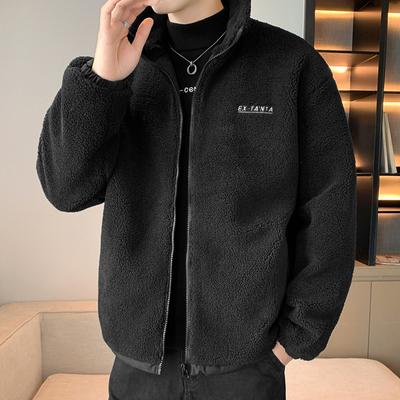 Kuzu yünü sonbahar ve kışlık kaban pamuklu kaban erkek modaya uygun kışlık giyim Hong Kong moda markası bol kesim günlük çift pamuklu kaban ceket erkek