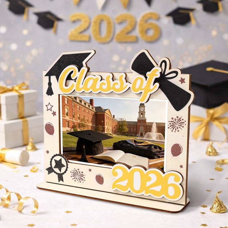 Graduation Wooden Tabletop Photo Frame Class of 2026 Grad Gift for Senior College Tabletop Decorative Photo Frame Drop Shipping