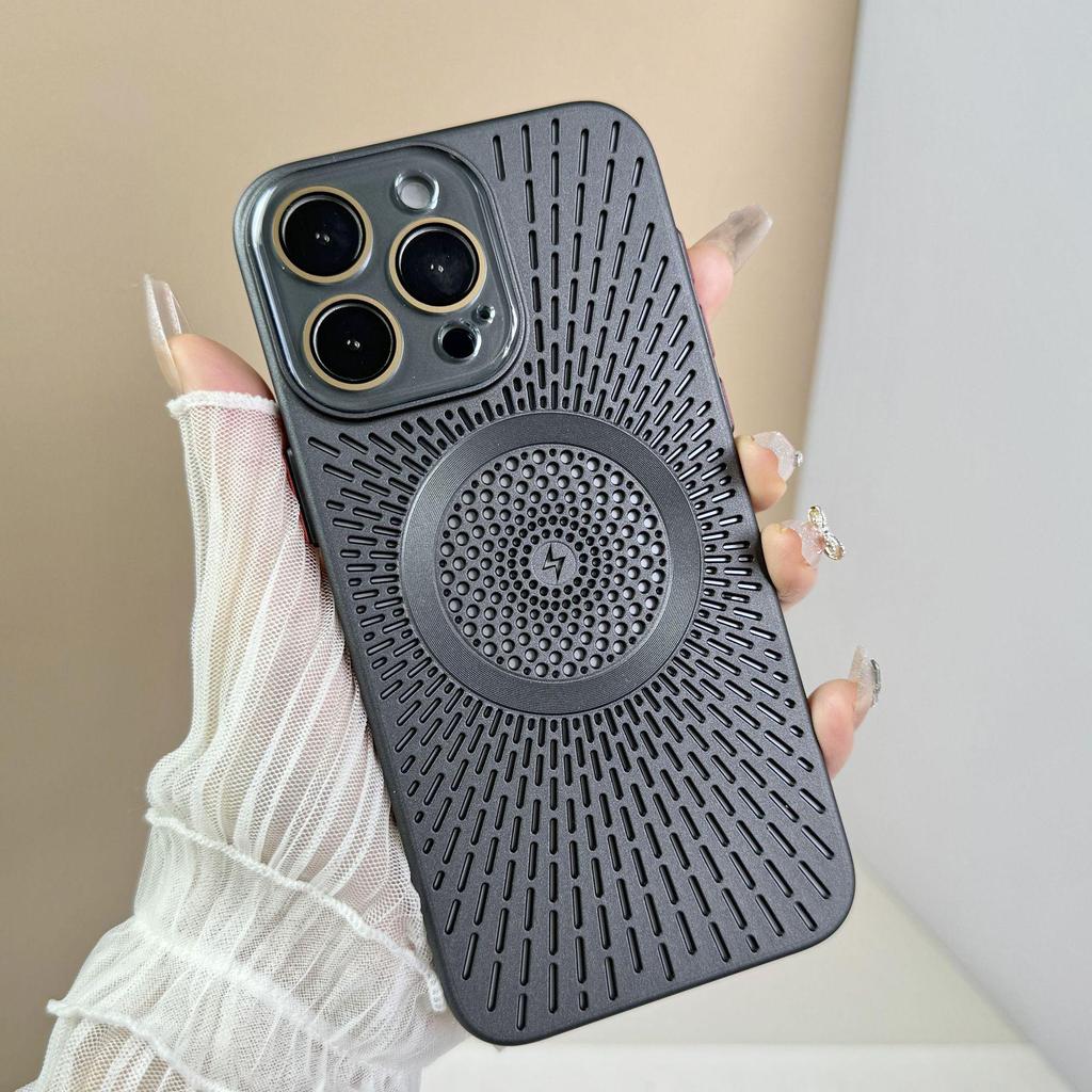 Повітропроникний сітчастий чохол із розсіюванням тепла для iPhone15Pro та 14Pro, магнітна зарядка, захисна кришка для шкіри.