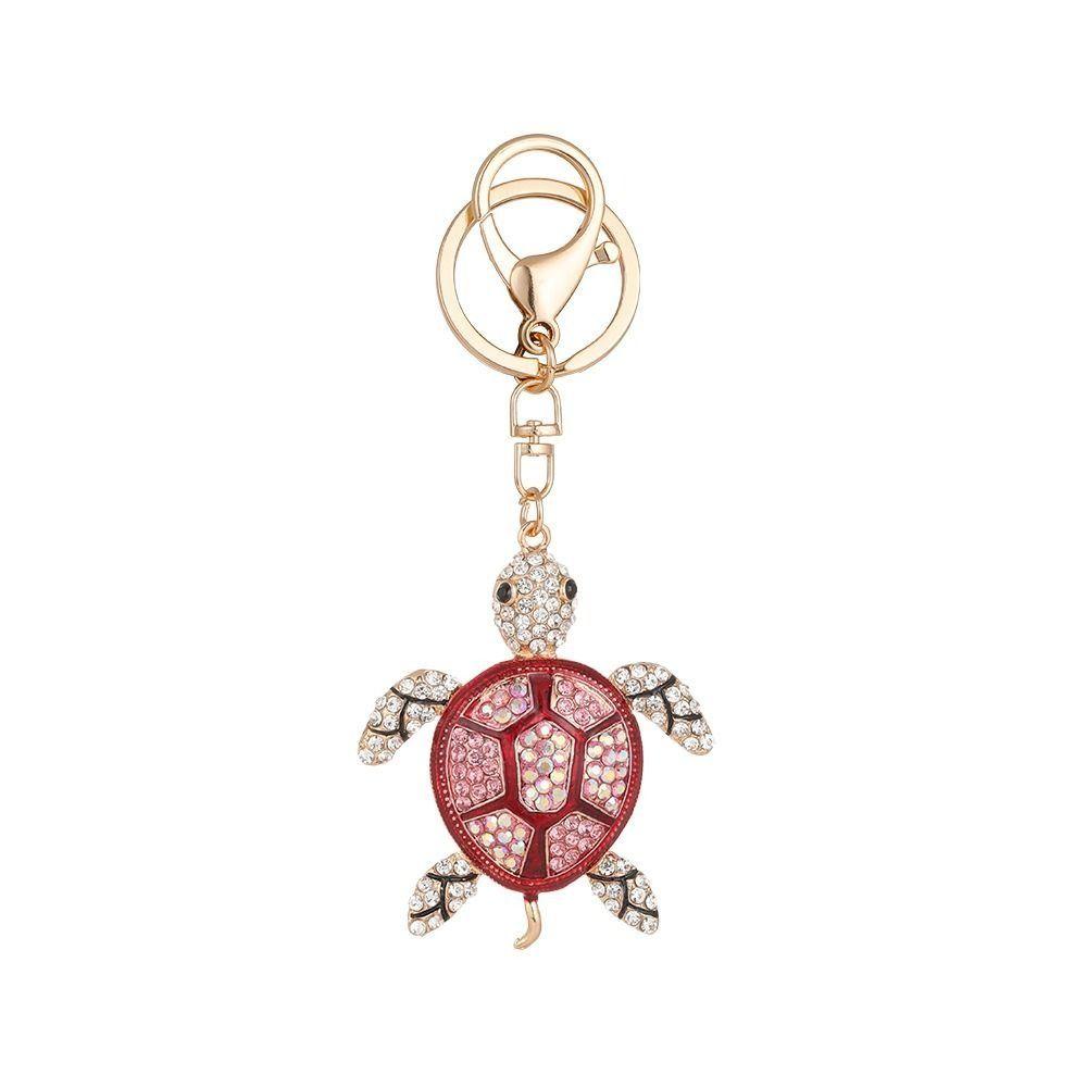 Good Fortune Turtle Keychain Rhinestone Hanging Pendant Lovely Key Ring Holder Car Key Pendant