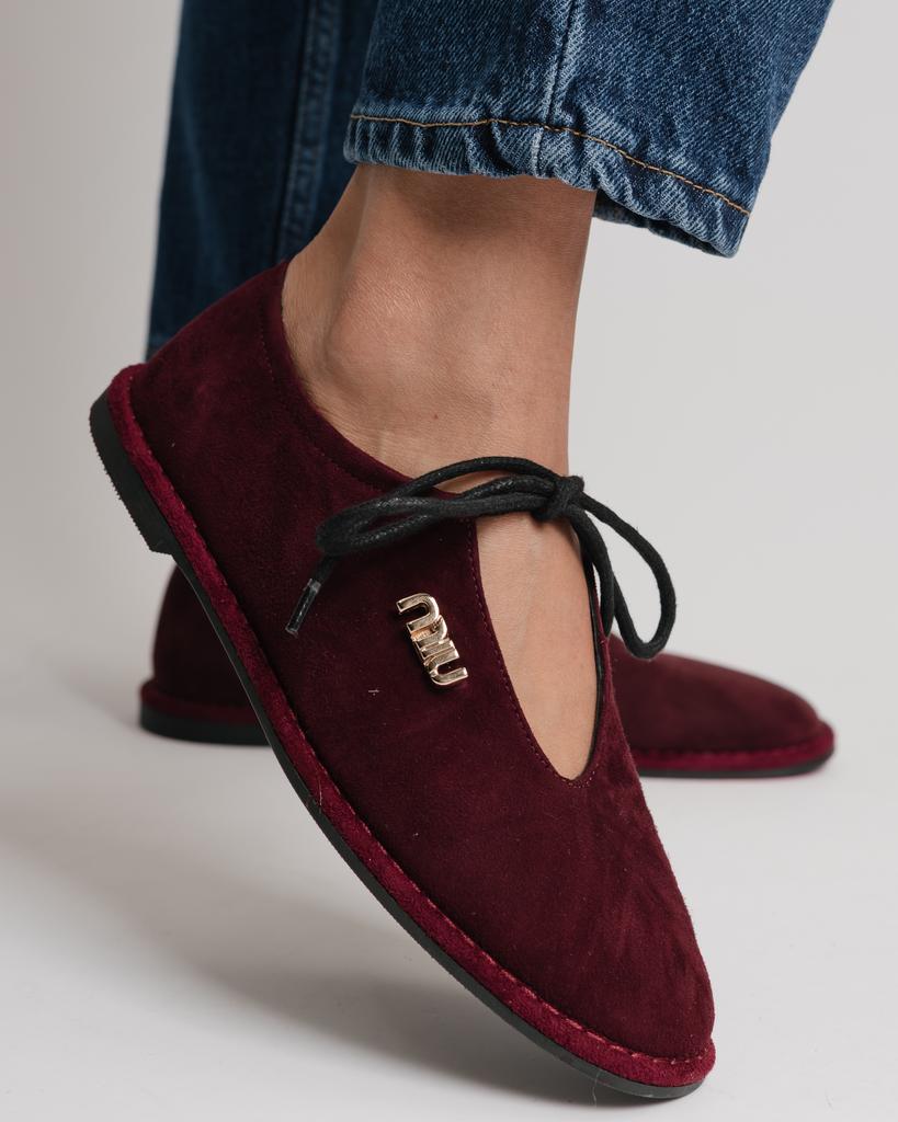 Flat Shoes Krula 638210 36 Burgundy Suede