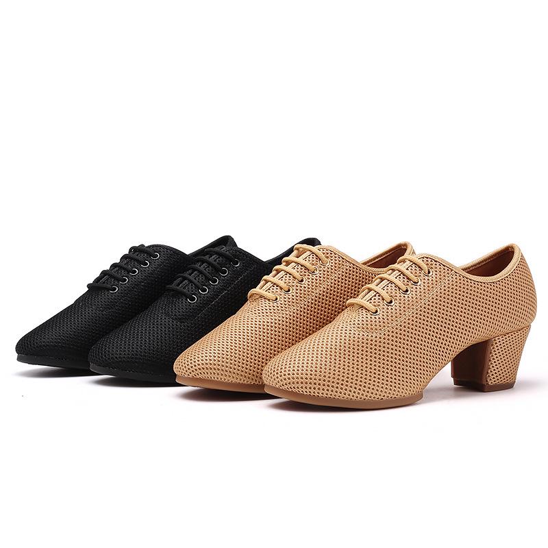 Women's Latin Dance Shoes Soft Sole Medium Heel Summer Square Dance Teacher Shoes
